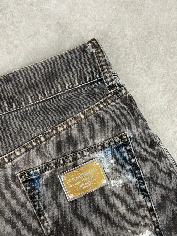 2010s Dolce & Gabbana Grey Smoked Hybrid Denim Jeans - Image 10