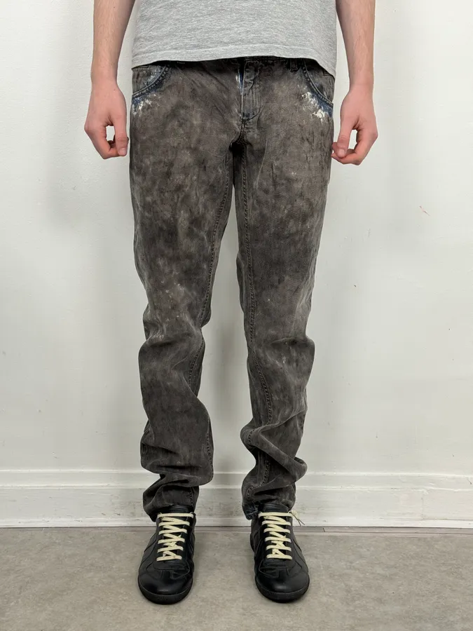 2010s Dolce & Gabbana Grey Smoked Hybrid Denim Jeans - Image 2