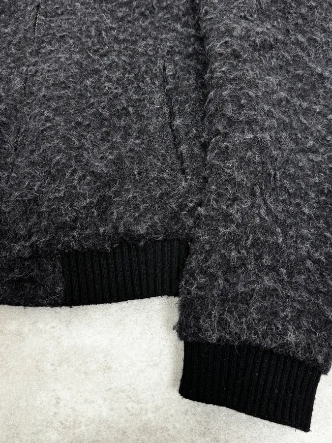2010s Dolce & Gabbana Grey Spiky Wool Zip-Up Jacket - Image 8