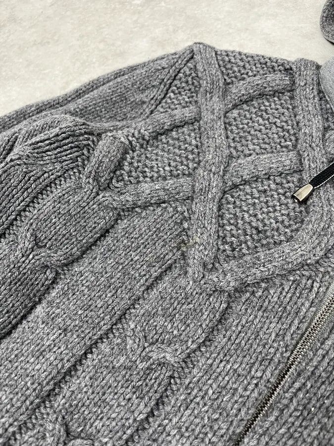 2010s Dolce & Gabbana Grey Wool Zip-up Hoodie - Image 5