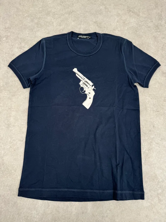 2010s Dolce & Gabbana Gun Navy T-Shirt - Image 4