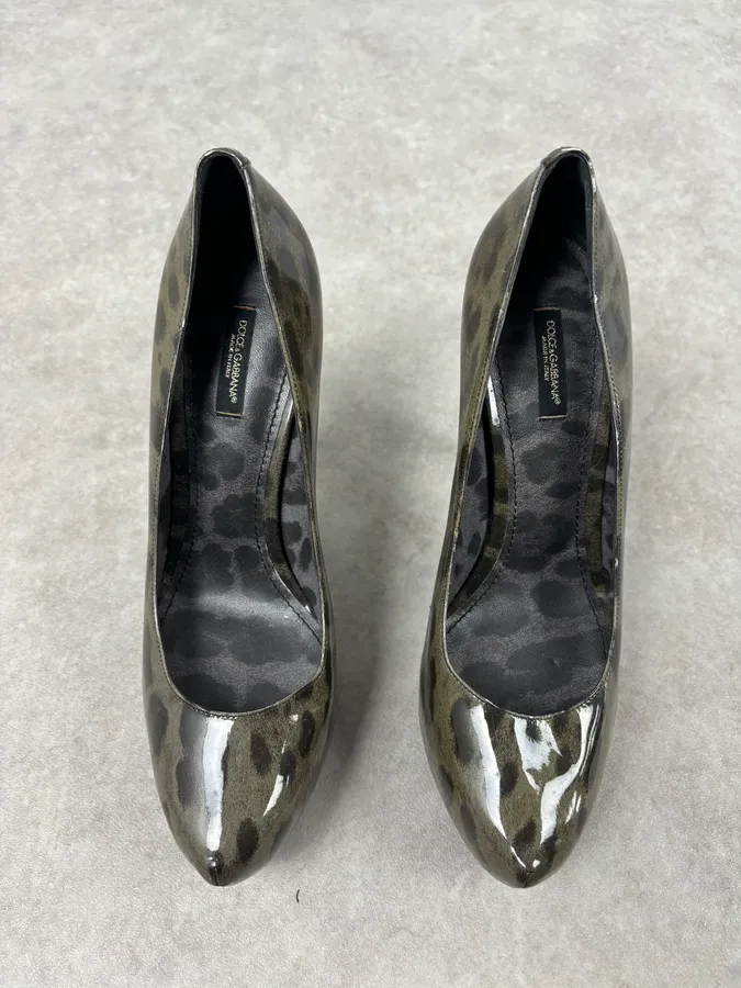 2010s Dolce & Gabbana Khaki & Black Leopard Heels - Image 3