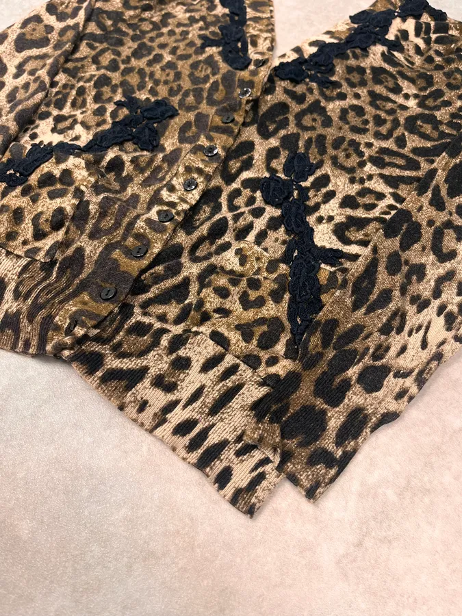 2010s Dolce & Gabbana Leopard Print Cardigan - Image 6