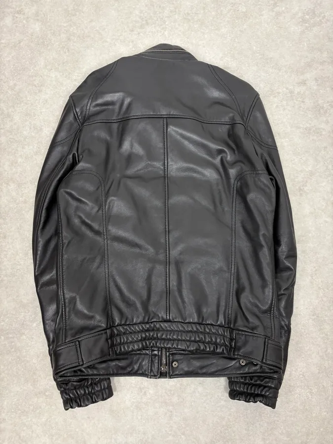 2010s Dolce & Gabbana Multi Zip Black Sheep Leather Jacket - Image 7
