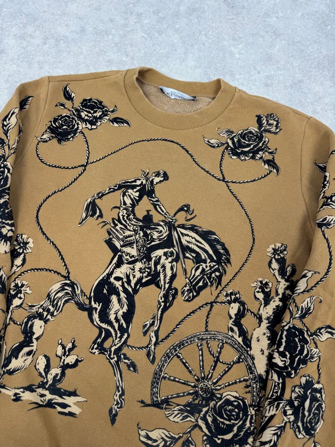 2010s Dolce & Gabbana Mustard Embroidered Black Abstract Crewneck Sweater - Image 5