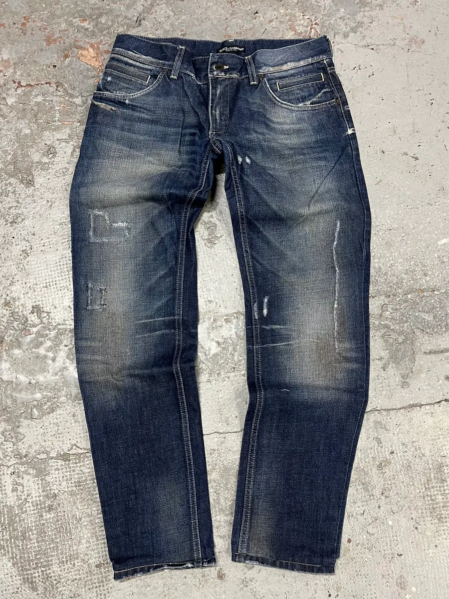 2010s Dolce & Gabbana Navy Brut Denim Jeans - Image 4