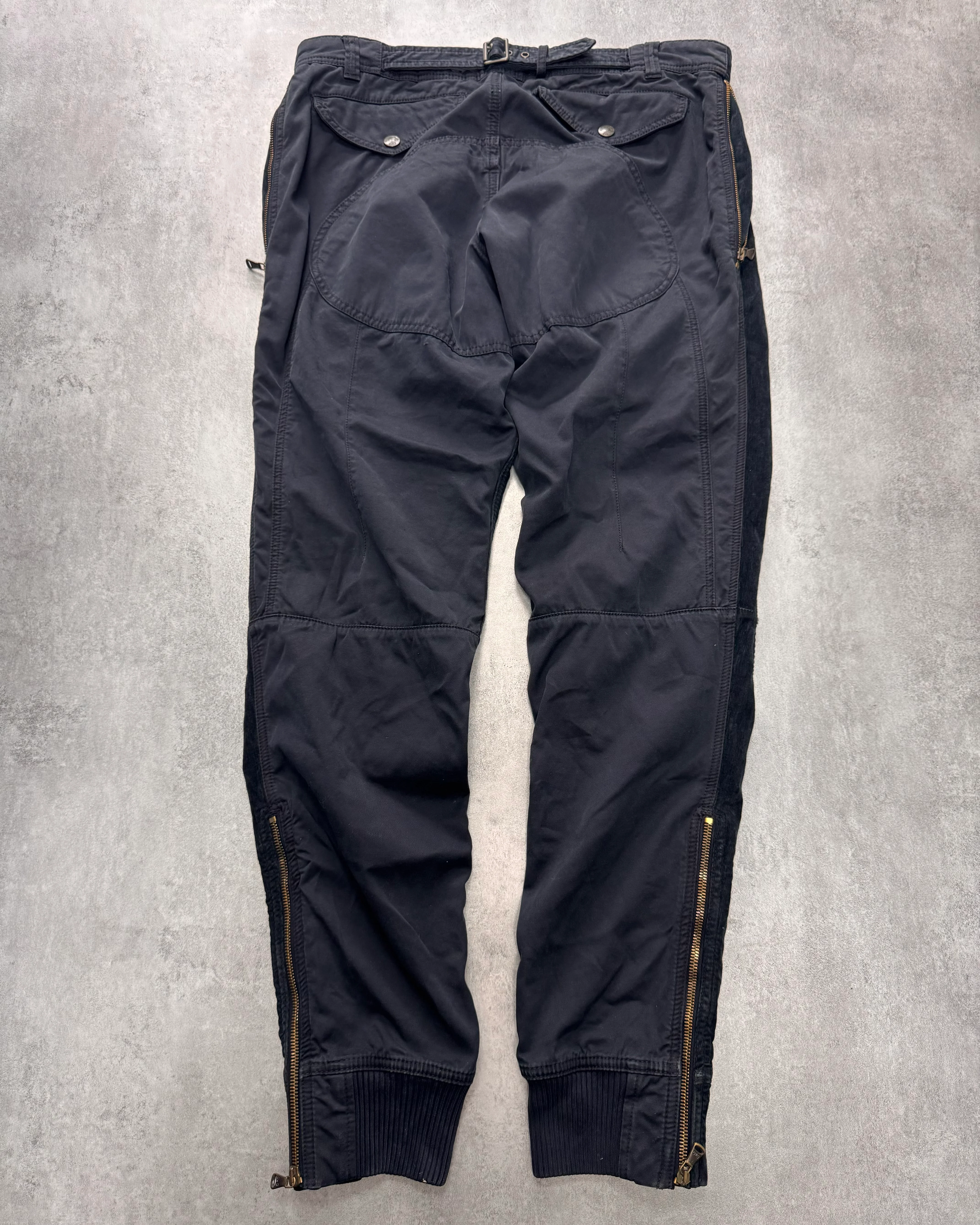 2010s Dolce & Gabbana Navy Hybrid Velvet Cargo Pants - Image 4