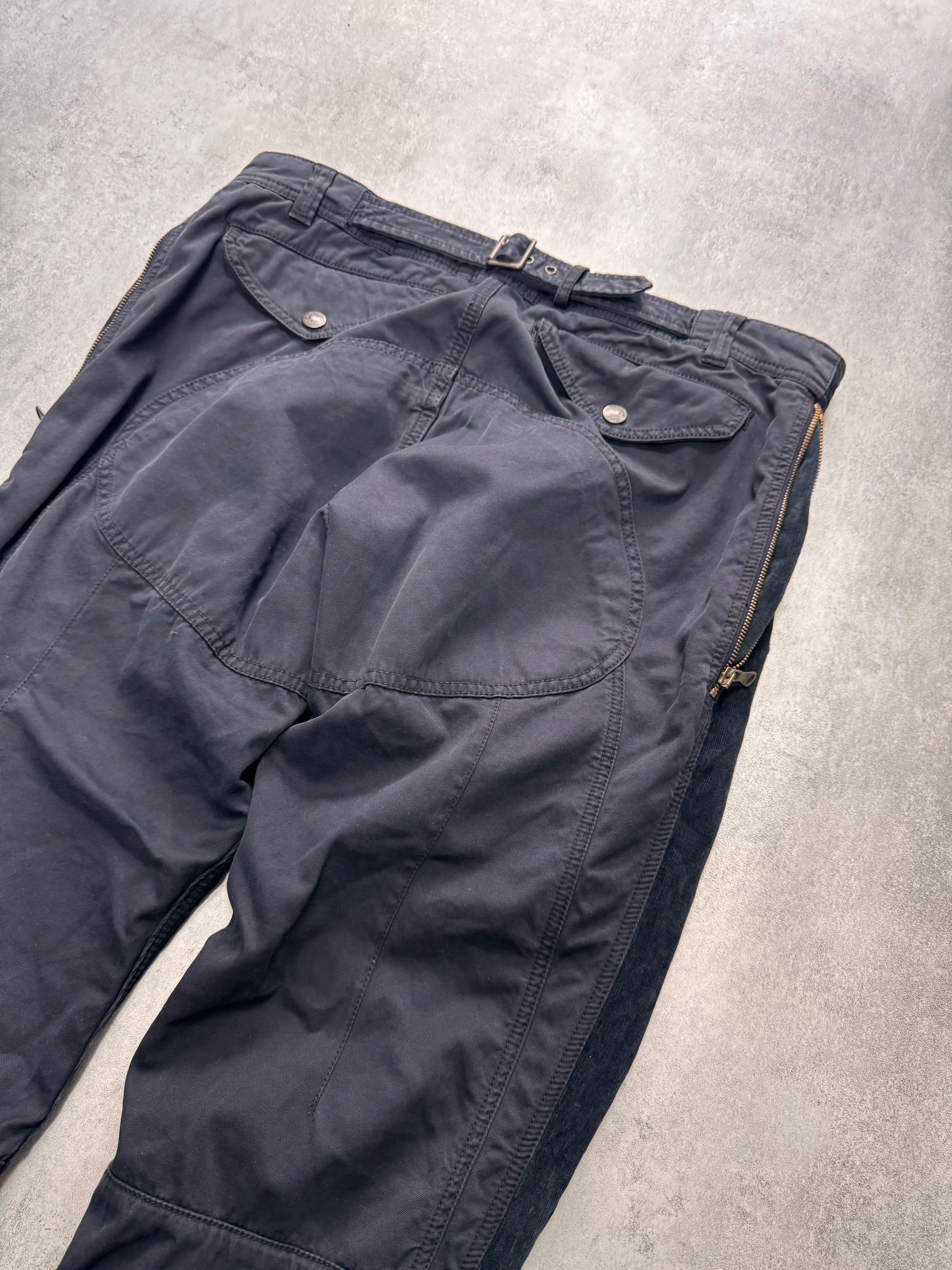 2010s Dolce & Gabbana Navy Hybrid Velvet Cargo Pants - Image 6