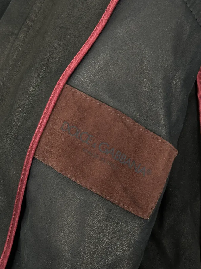 2010s Dolce & Gabbana Navy Leather Bomber Jacket - Image 9