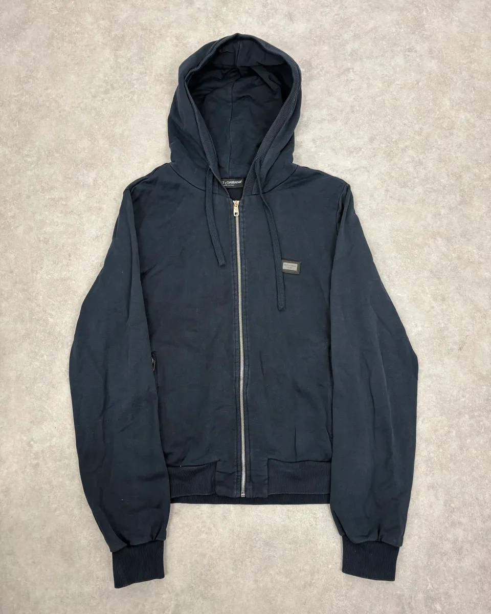 2010s Dolce & Gabbana Navy Zip-up Hoodie