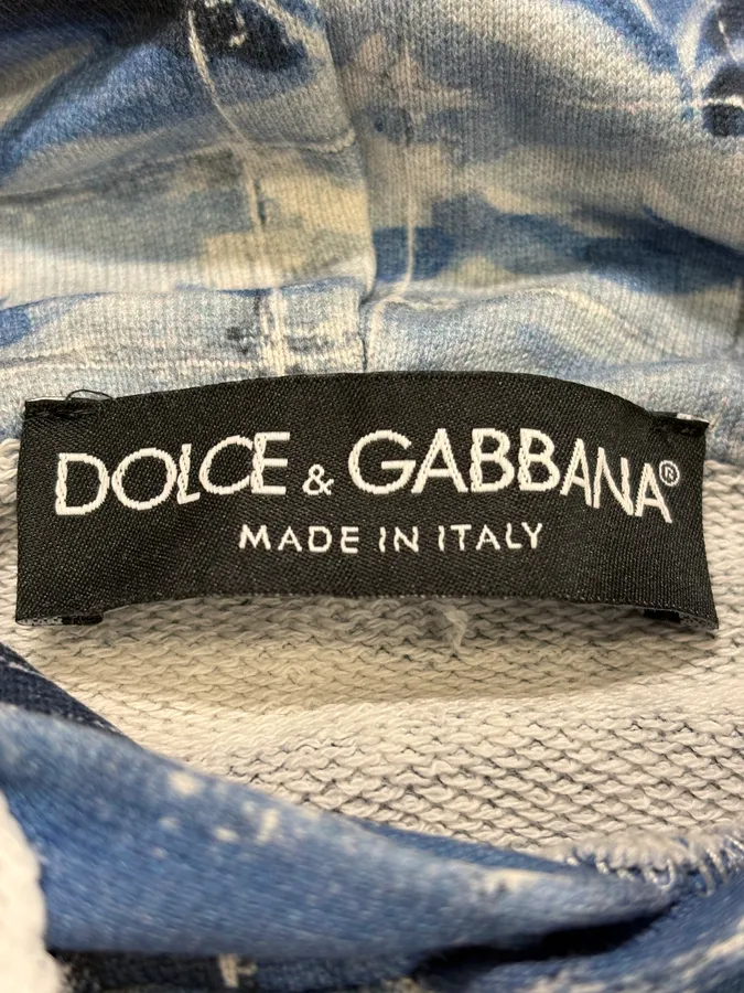 2010s Dolce & Gabbana Ocean Blue & White Renaissance Hoodie - Image 7