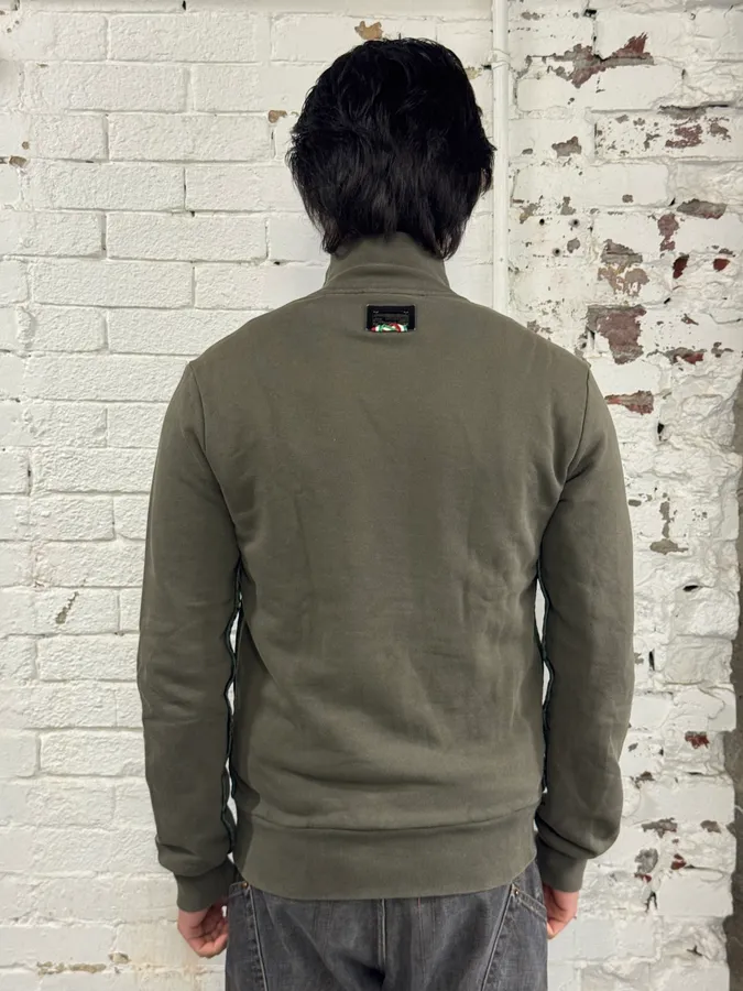 2010s Dolce & Gabbana Olive Army Zip-up Sweater - Image 3