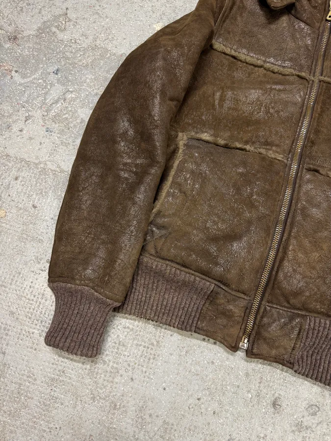 2010s Dolce & Gabbana Rabbit Brown Lamb Leather Cristal Jacket - Image 6