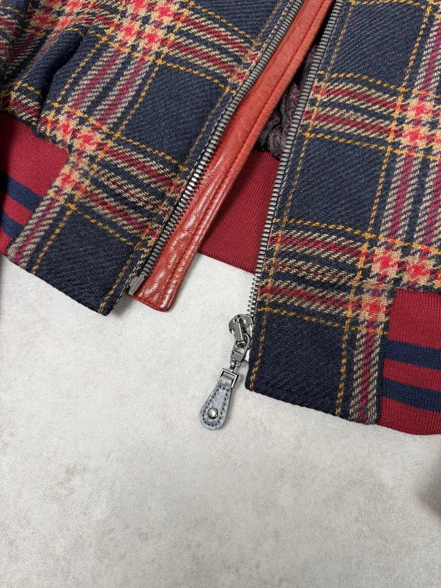 2010s Dolce & Gabbana Red & Navy Wool Checkered Jacket - Image 11