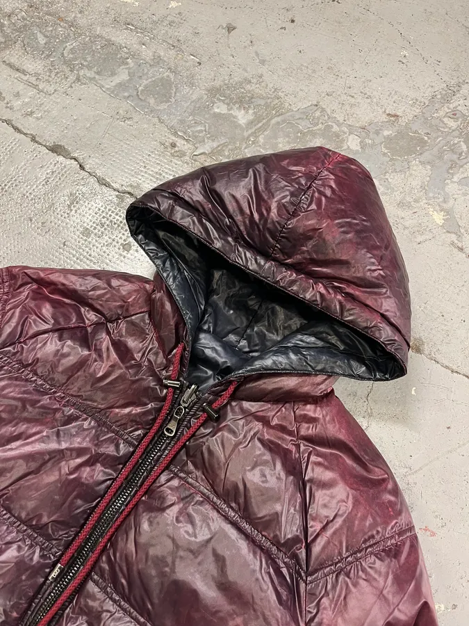 2010s Dolce & Gabbana Reversible Burgundy & Green Hooded Puffer Jacket - Image 8