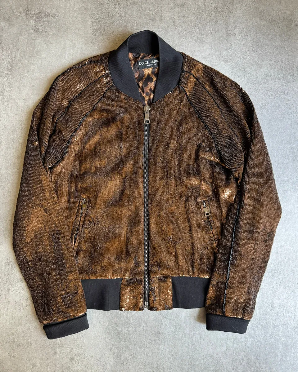 2010s Dolce & Gabbana Sequin Brown Jacket
