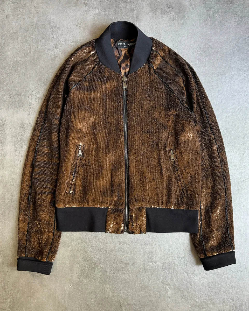 2010s Dolce & Gabbana Sequin Brown Jacket - Image 11