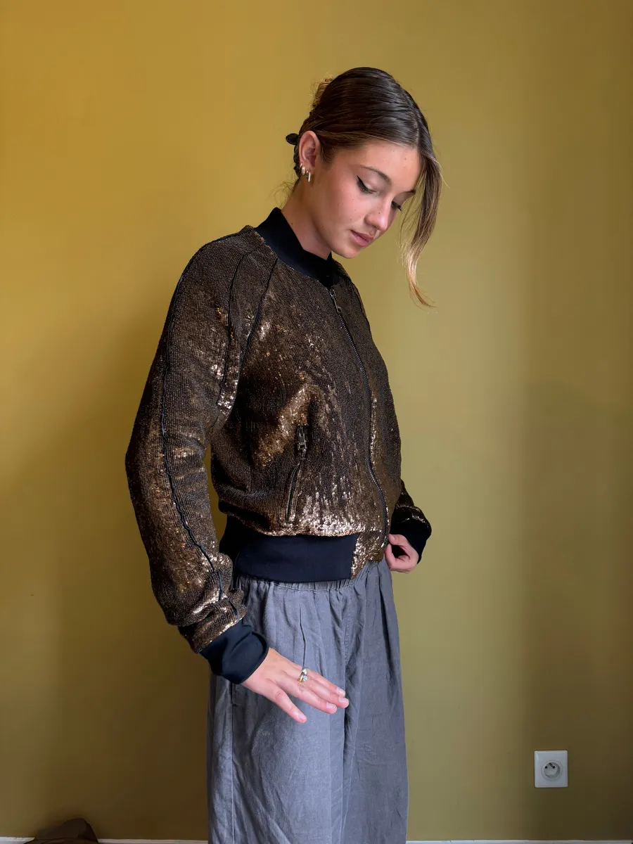 2010s Dolce & Gabbana Sequin Brown Jacket - Image 2