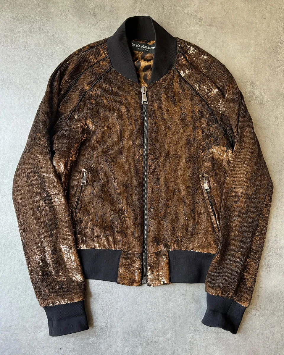 2010s Dolce & Gabbana Sequin Brown Jacket - Image 7