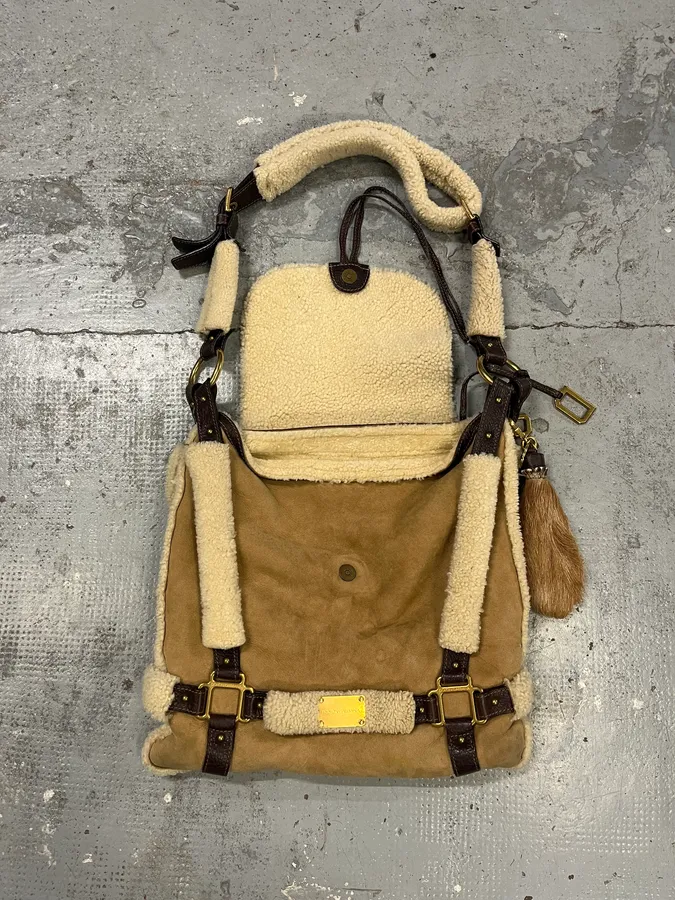 2010s Dolce & Gabbana Shearling Beige Shoulder Bag - Image 9