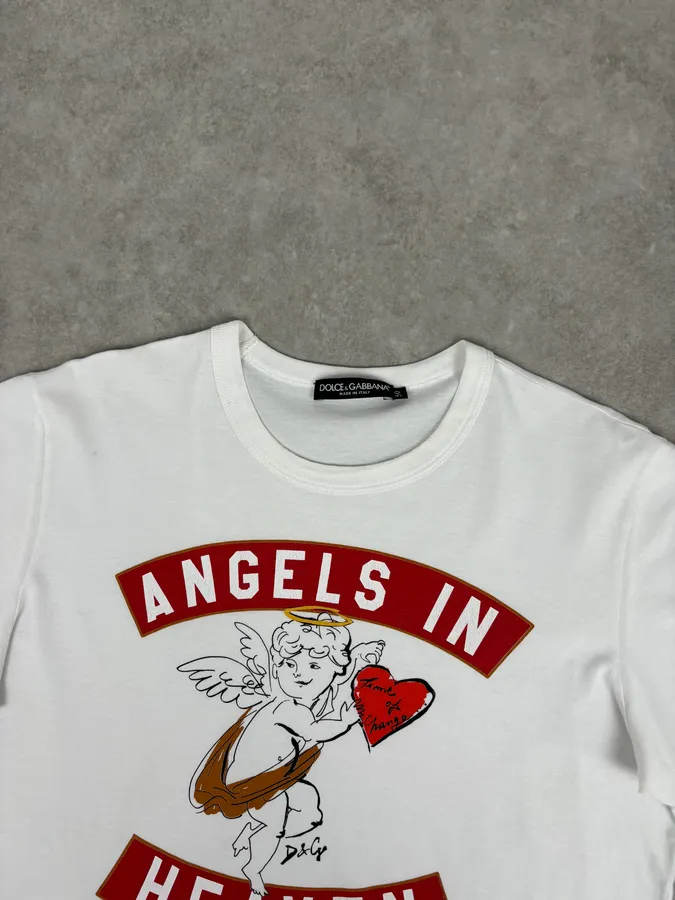 2010s Dolce & Gabbana White Angels In Heaven T-Shirt - Image 4