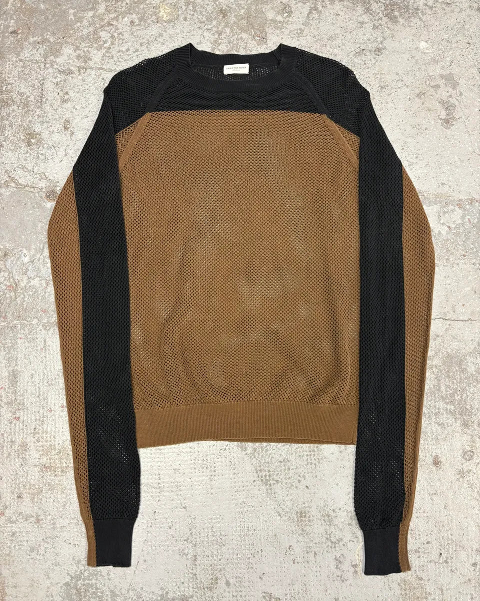 2010s Dries Van Noten Black & Brown Perfored Sweater