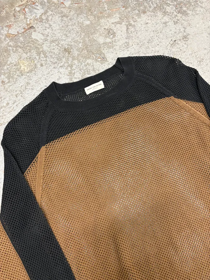 2010s Dries Van Noten Black & Brown Perfored Sweater - Image 3