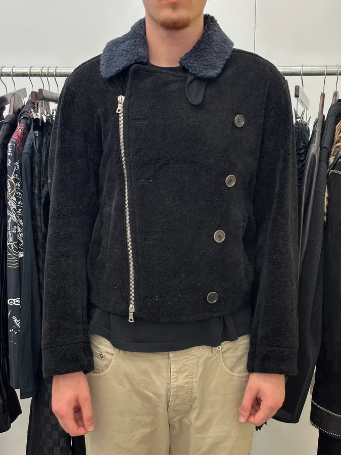 2010s Dries Van Noten Navy Cozy Asymmetrical Jacket - Image 2