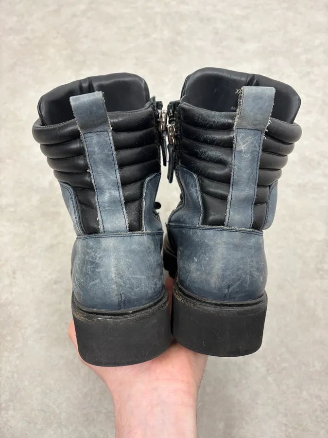 2010s Emporio Armani Avant-Garde Brut Blue Leather Boots - Image 7