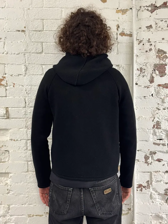 2010s Emporio Armani Black Buttoned Hooded Asymmetrical Closure Jacket - Image 4