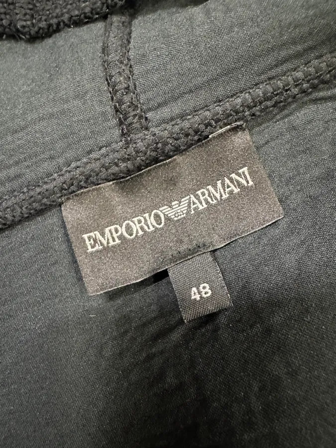2010s Emporio Armani Black Buttoned Hooded Asymmetrical Closure Jacket - Image 9