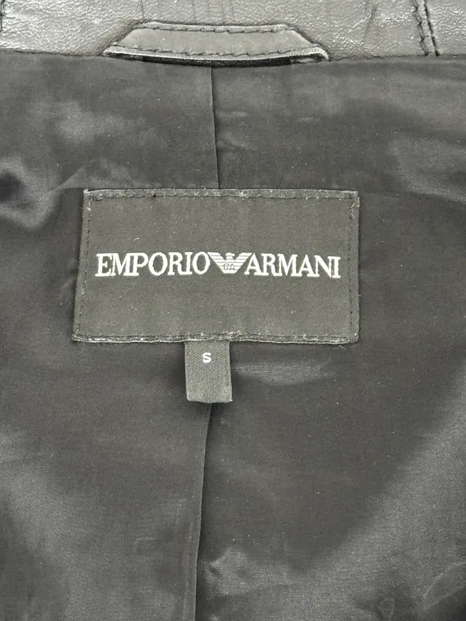 2010s Emporio Armani Black Leather Hooded Jacket - Image 9