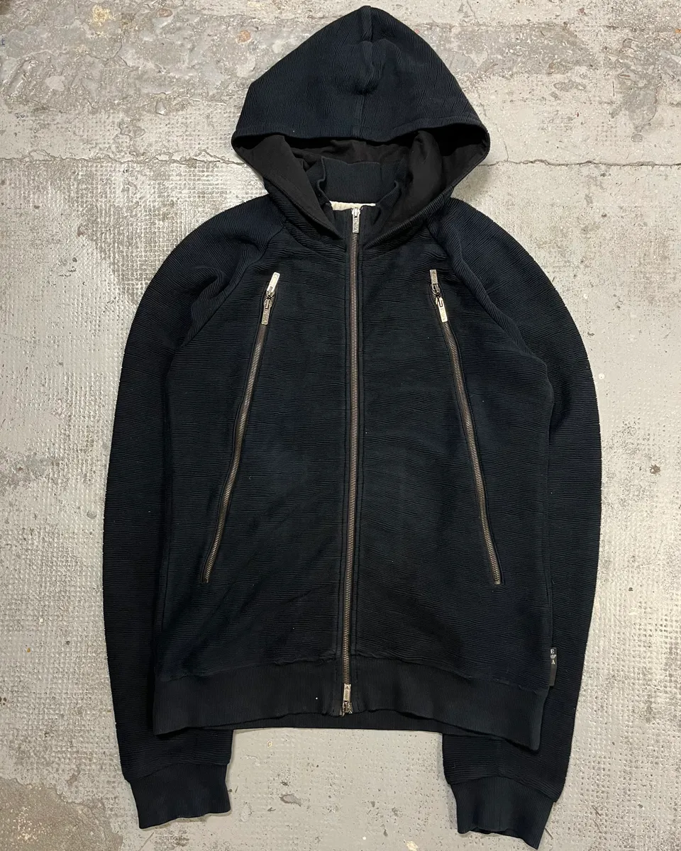 2010s Emporio Armani Black Multi Zip Hoodie - Image 4