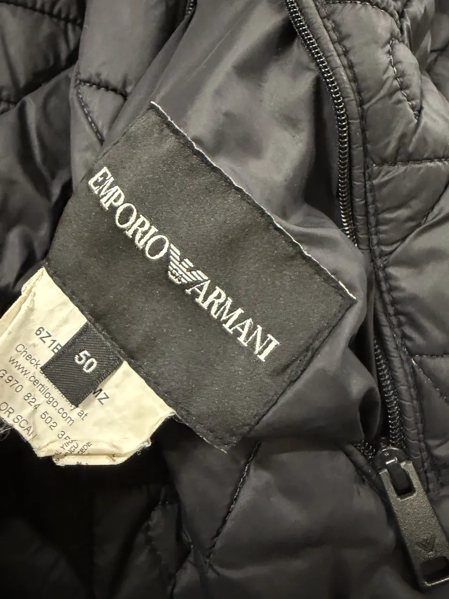 2010s Emporio Armani Black & Orange Puffer Jacket - Image 7