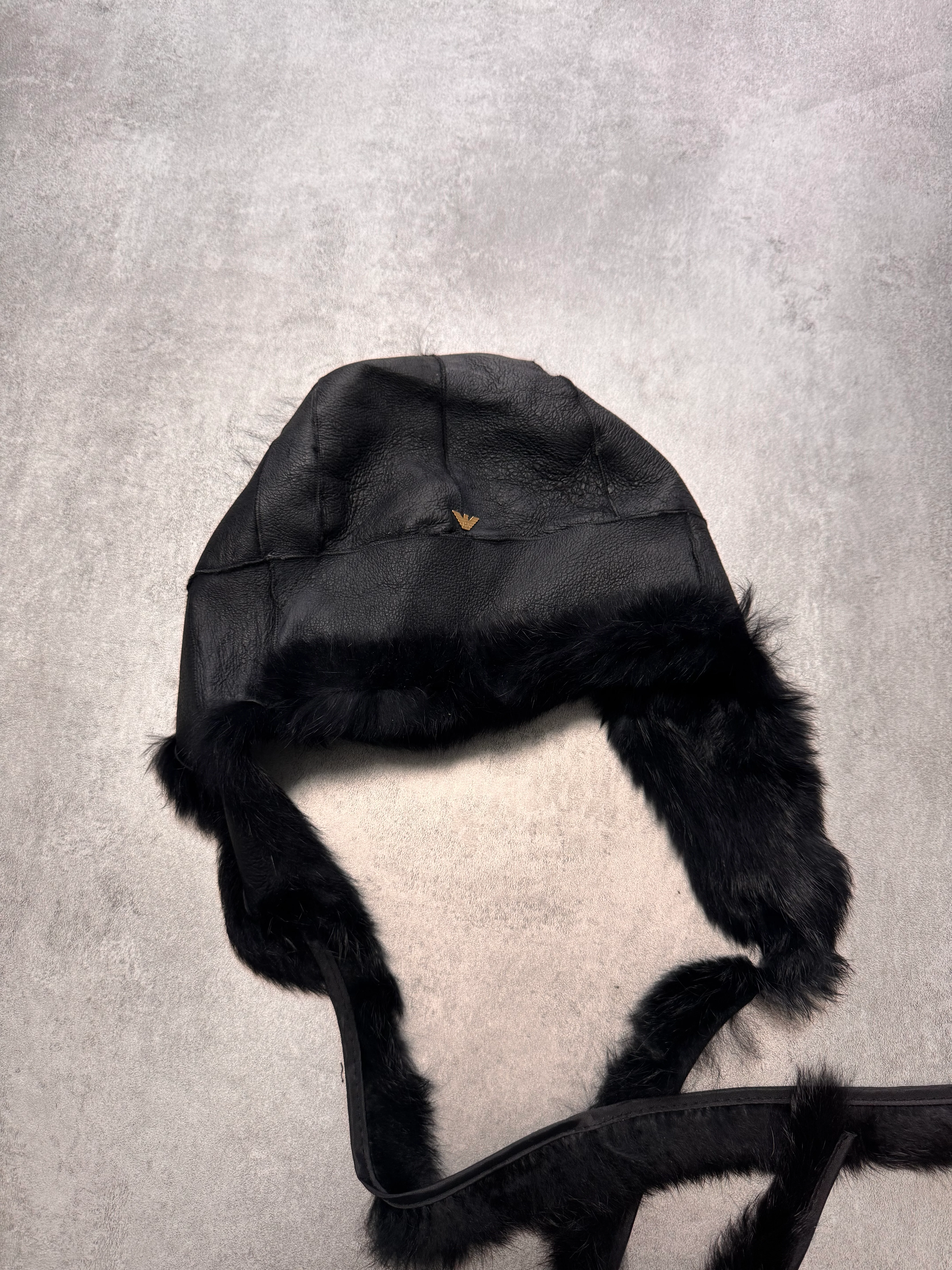 2010s Emporio Armani Black Rabbit Fur Chapka - Image 3