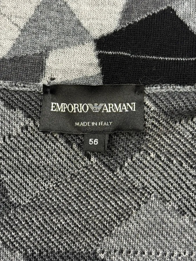 2010s Emporio Armani Geometrical Grey & Black Wool Blazer Jacket - Image 8