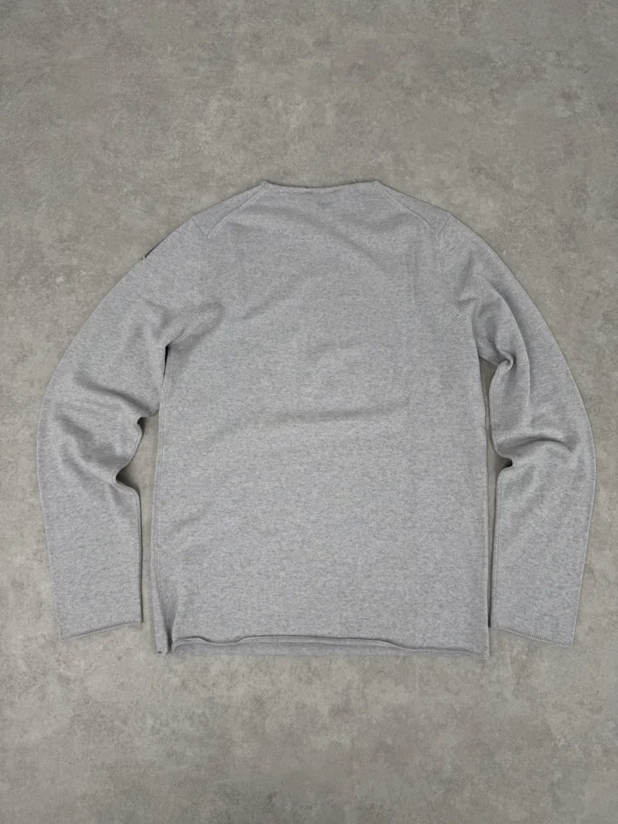 2010s Emporio Armani Grey Red Painted Line Sweater - Image 2