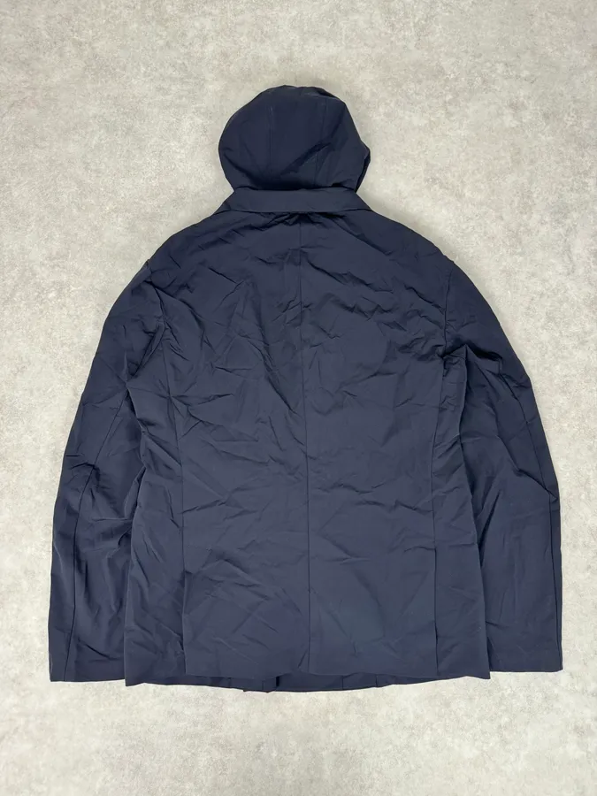 2010s Emporio Armani Multi Zip Windbreaker Navy Layered Hooded Jacket - Image 6