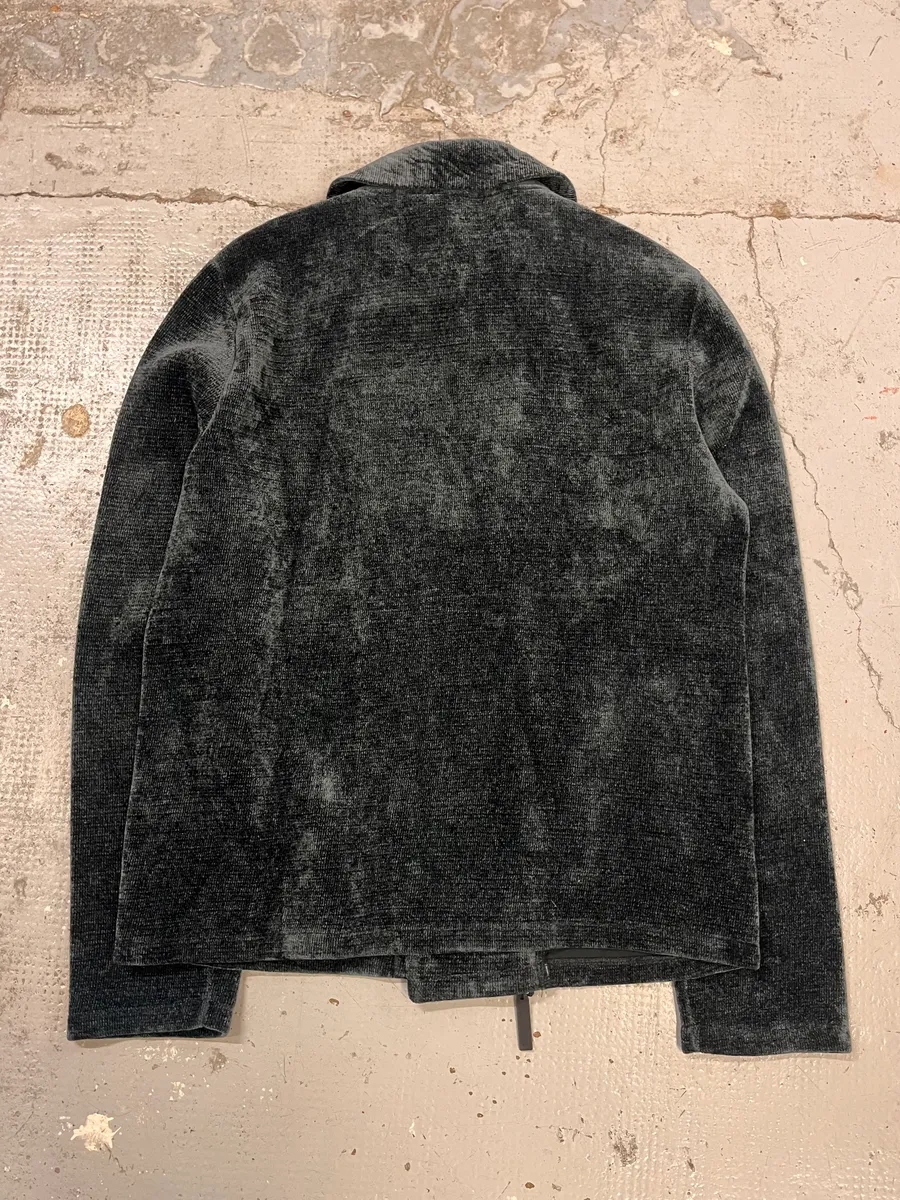 2010s Emporio Armani Navy Green Velvet Asymmetrical Jacket - Image 8
