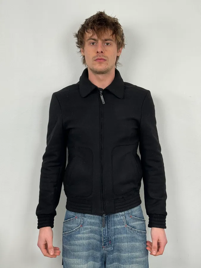 2010s Emporio Armani Tactical Black Cozy Bomber Jacket - Image 2