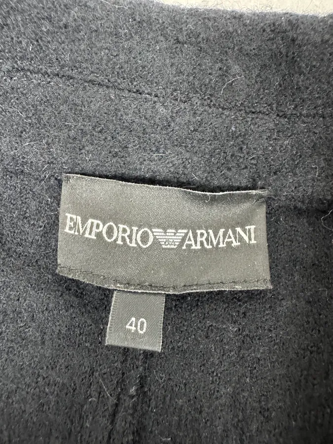 2010s Emporio Armani Wool Perfored Black Lazer Flowers Blazer Jacket - Image 6