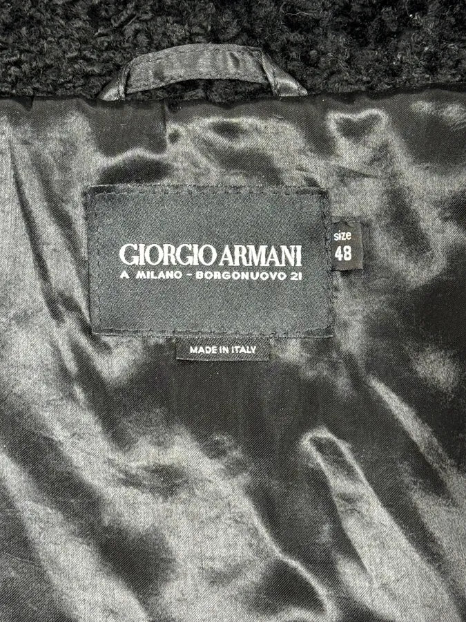 2010s Giorgio Armani Black Zip-up Lamb Fur Jacket - Image 9