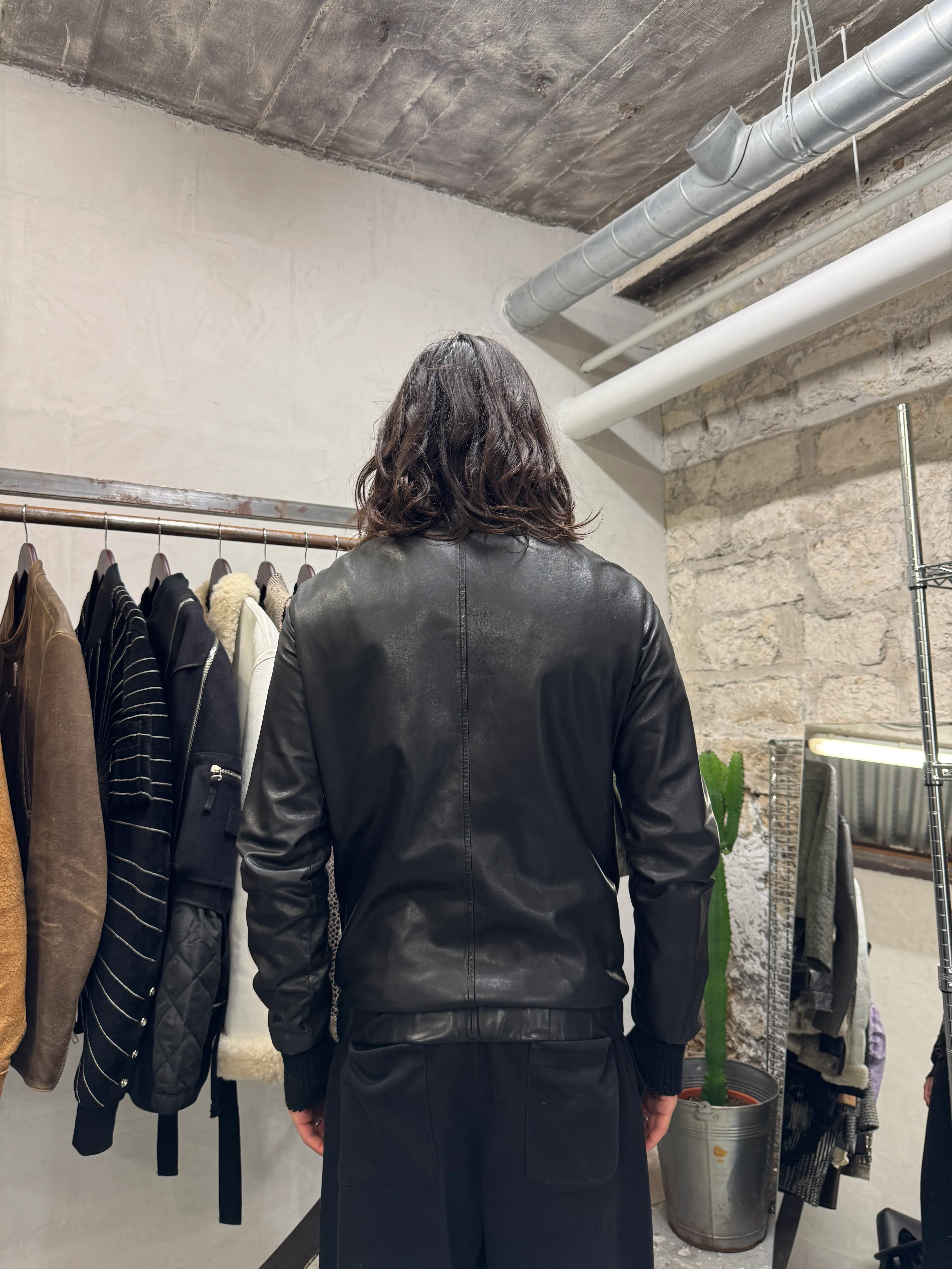 2010s Giorgio Brato Avant-Garde Black Leather Bomber Jacket - Image 11