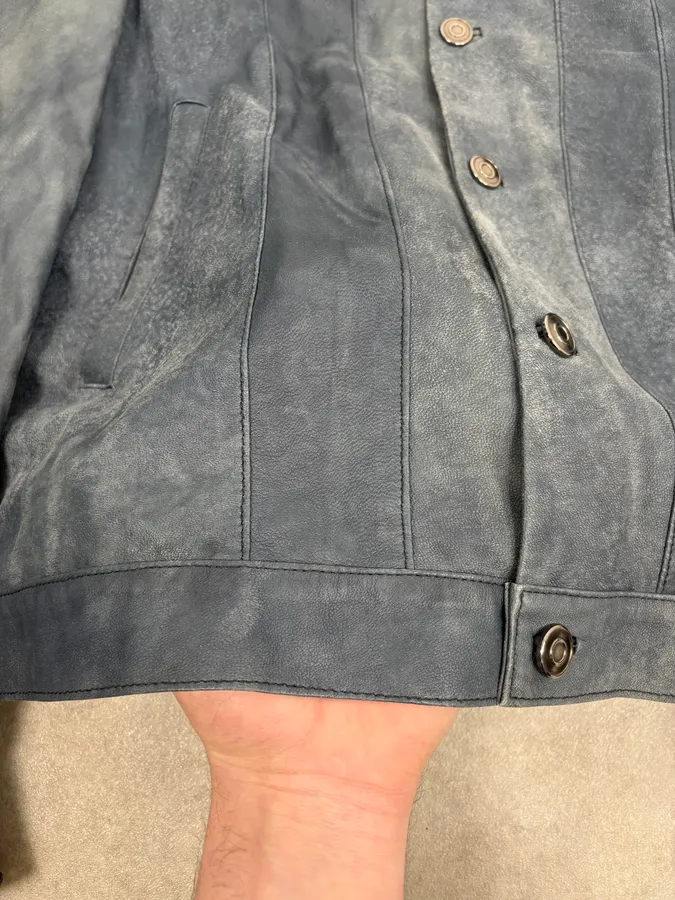 2010s Giorgio Brato Blue Eroded Leather Jacket - Image 10