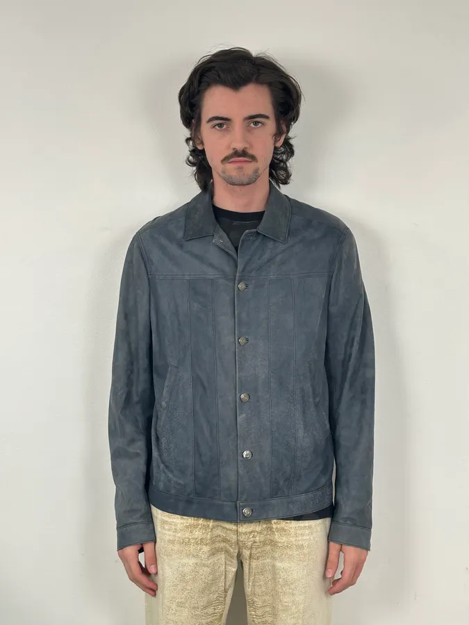 2010s Giorgio Brato Blue Eroded Leather Jacket - Image 2