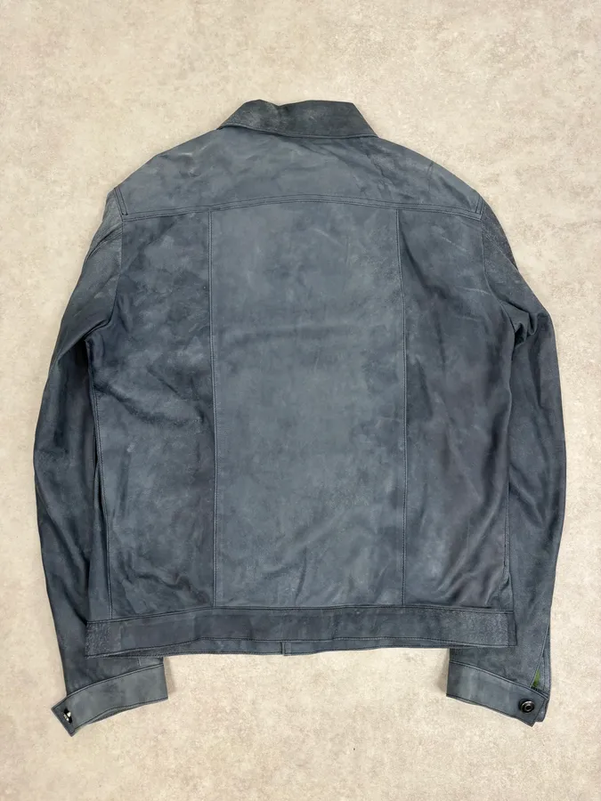 2010s Giorgio Brato Blue Eroded Leather Jacket - Image 6