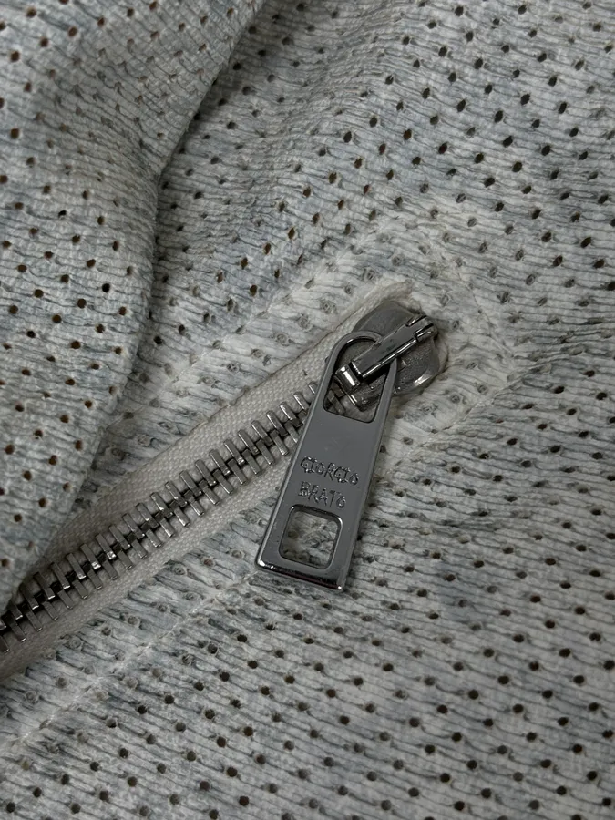 2010s Giorgio Brato Cream Perforated Biker Leather Jacket - Image 10