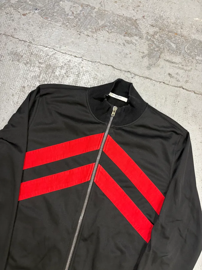 2010s Givenchy Black Cotton Red Stripe Zip-up Jacket by Riccardo Tisci - Image 4