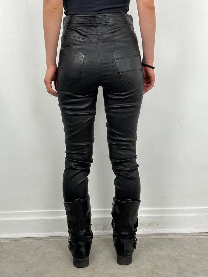 2010s Givenchy Black Leather Multi-Zip Skinny Pants - Image 4