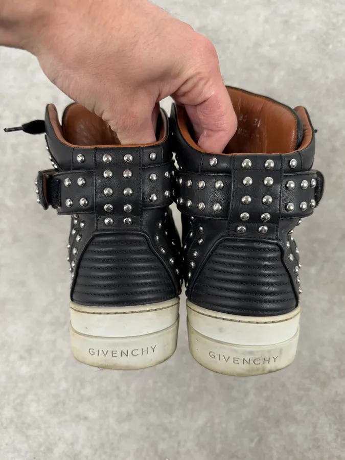 2010s Givenchy Black Studded Tyson Leather High Sneakers - Image 6